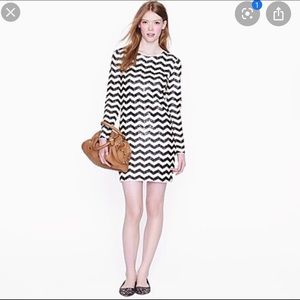 NWT JCREW L SEQUIN CHEVRON ZIG ZAG DRESS sz L